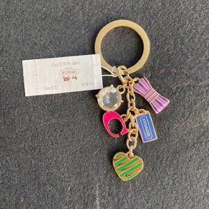 Coach Key Ring - Gold & Multicolored Charms - NWT